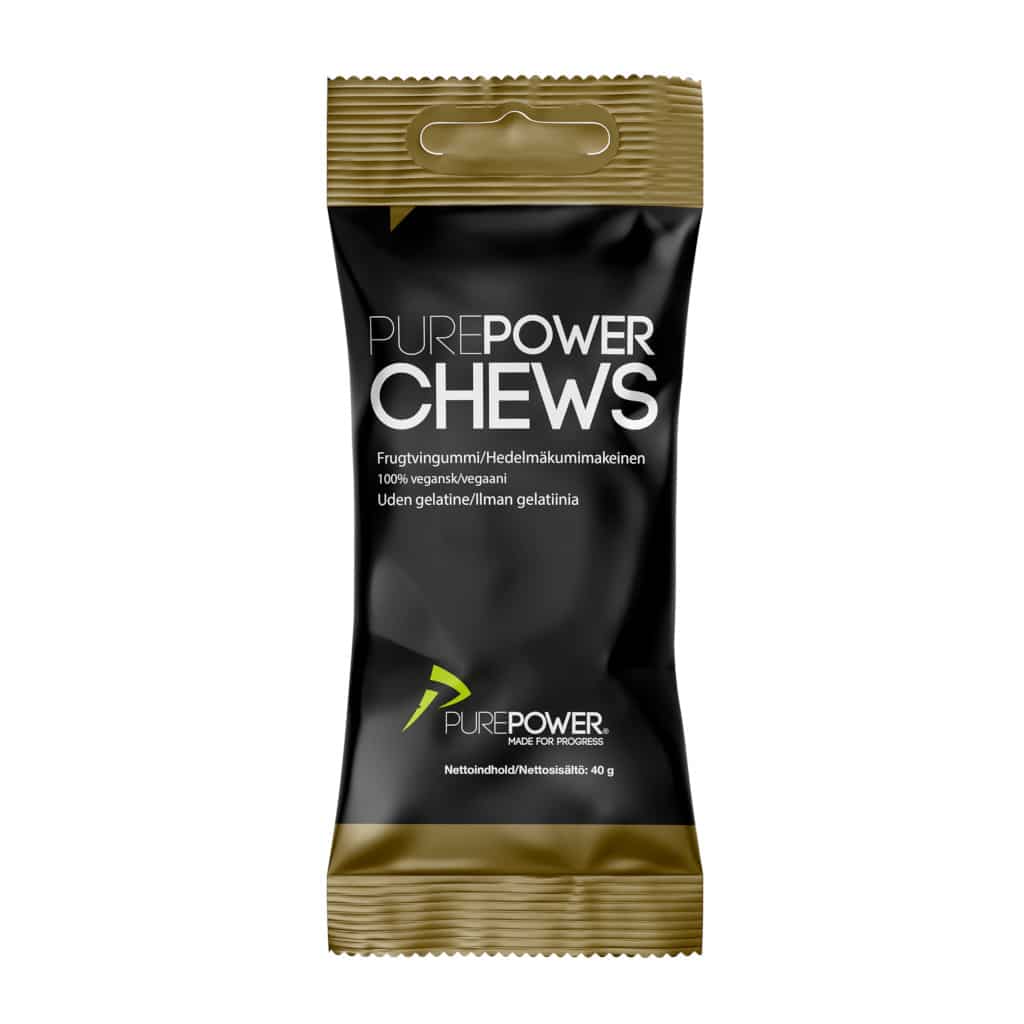Se PurePower Chews - Vingummi med frugtsmag - 40 gram. hos Dania Bikes